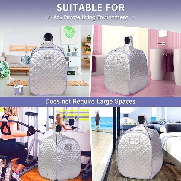 Portable Personal Steam Sauna Home Spa, an Indoor Steam Sauna for Relaxation, Detox and Therapeutic, Silver Prime - Image 3