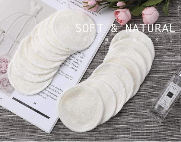 Reusable Makeup Remover Pads - JR INTL Organic Cotton Rounds Soft Bamboo Toner Pads with Laundry Bag, 20 Pcs - Image 5