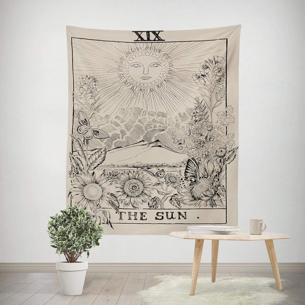 Kingmall Tarot Tapestry, The Moon The Star The Sun Tapestry Medieval Europe Divination Tapestry Wall Hanging Tapestries Mysterious Wall Tapestry for Home Decor (Pack of 3, 51"??59", Sun & Moon & Star) - Image 3