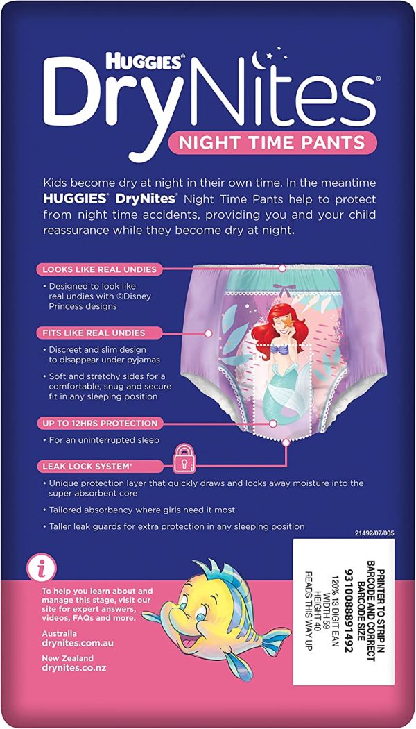 Huggies DryNites Pyjama Pants Girls Size 2-4 Years 11 Pack