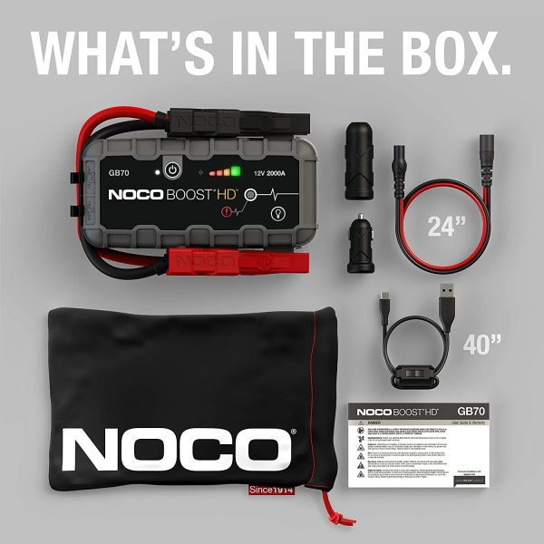 NOCO Boost HD GB70 2000A 12V UltraSafe Lithium Jump Starter Box, Car Battery Booster, Jump Start Pack, Portable Power Bank Charger, and Jumper Cable Leads for up to 8L Petrol and 6L Diesel Engines - Image 7