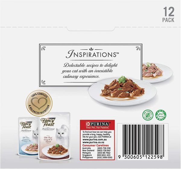 Fancy Feast Inspirations Tuna and Beef Multipack, Adult, 24x70 g