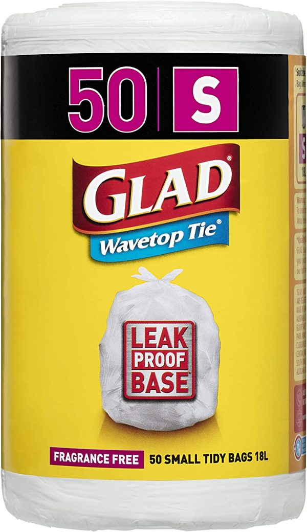 Glad Wavetop Tie Kitchen Tidy Bags, 50 count