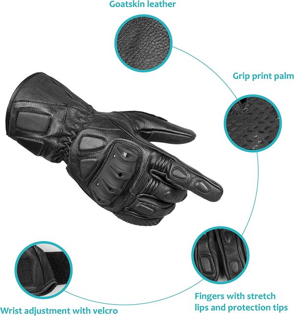 Buchii Summer Motorbike Gloves, Goat Leather TPU Hard Knuckle Protector Touchscreen Motorcycle Gloves Men with Strap Closure Double Layer Amara and Silicone on Palm for Extra Durability