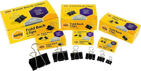 MARBIG(R) Fold Back Clips 15mm Box 12 87075