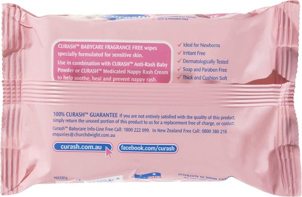 Curash Fragrance Free Baby Wipes Travel 20 PK - Image 3