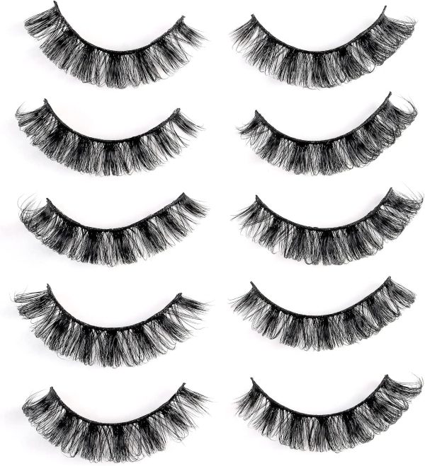 Russian Strip Lashes, DD Curl Mink Lashes, Natural False Lashes , Fluffy Eyelashes Mink, Faux Mink Eyelashes Natural Look, Natural Wispies False Eyelashes (HD03) - Image 3