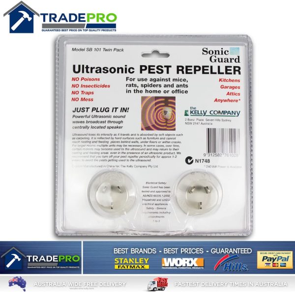 Sonic Pest Repeller Ultrasonic Twin Pack Mice Rat Ant Spider Vermin Control 240v