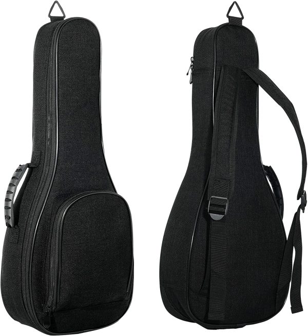 Deviser ukulele case 12MM Thick Padding ABS Handles ukelele case linen fabric 21 inch Soprano ukulele gig bag with Felt picks Black - Image 2