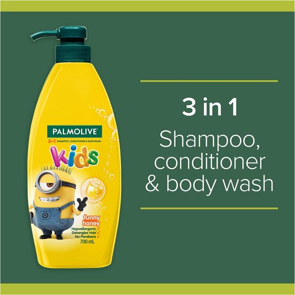 Palmolive Kids 3 in 1 Hair Shampoo, Conditioner and Body Wash 700mL, Minions Funny Honey, Hypoallergenic, Detangles Hair, No Parabens - Image 6