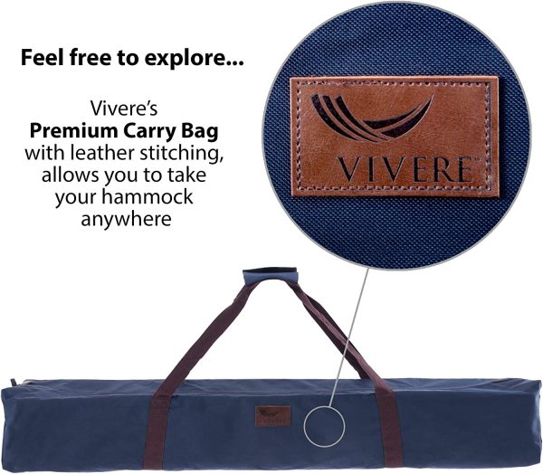 Vivere Double Sunbrella? Hammock with Space Saving Steel Stand, Sand (450 lb Capacity - Premium Carry Bag Included) - Image 4