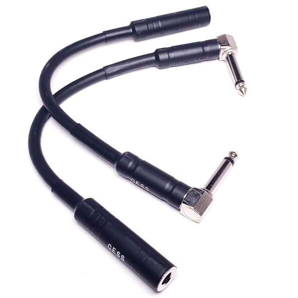 CESS-090 Low-Noise Right Angle 1/4 TS Male to Female Guitar Extension Cable, 2 Pack