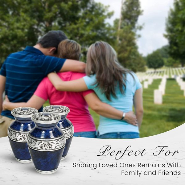 Set of 4 SmartChoice Keepsake Cremation Urns for Human Ashes - Handcrafted Funeral Memorial Mini Urns in Elegant Marbelized Royal Blue - Image 4