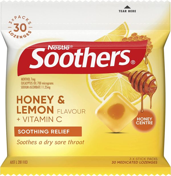 Soothers Honey and Lemon Sore Throat Lozenges 30 Pack, 120g - Image 4