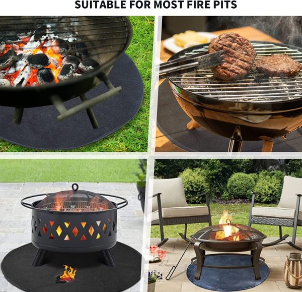 Fire Pit Mat Fireproof Mat Chimineas for Deck,Protection Grill & Patio Fire Pit Pad Hearth Rug, Fireproof Mat, Deck Protector for Wood Burning Fire Pit, Gas Fire Pit, Charcoal Grill (36 Inch) - Image 3