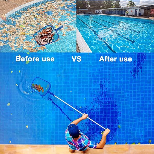 H HOME-MART Upgraded Pool Skimmer Net with 16-37 inch Telescopic Pole Leaf Skimmer Mesh Rake Net for Spa Pond Swimming Pool, Pool Cleaner Supplies and Accessories - Image 5