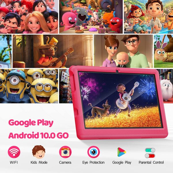 Kids Tablet 10 inch -Android 10.0 Tablet PC 10.1" Display, 6000mAh, Kidoz Pre Installed, Parental Control, Tablet for Kids, 32GB ROM, Quad Core Processor, Wi-Fi, Bluetooth, Kid-Proof Case, Pink - Image 7