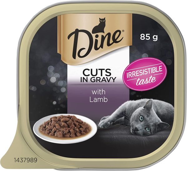 Dine Cuts in Gravy with Lamb Adult Cat Wet Food 85g x 14 Pack - Image 3