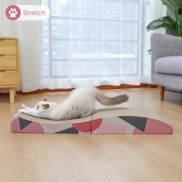 ComSaf Wave Curved Cat Scratching Pad, Foldable Cat Scratcher Cardboard, Corrugated Scratch Pad, Long Scratching Lounge Bed for Cat Kitten Kitty, Protecting Furniture, Reversible?? - Image 5