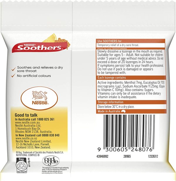 Soothers Honey and Lemon Sore Throat Lozenges 30 Pack, 120g - Image 2