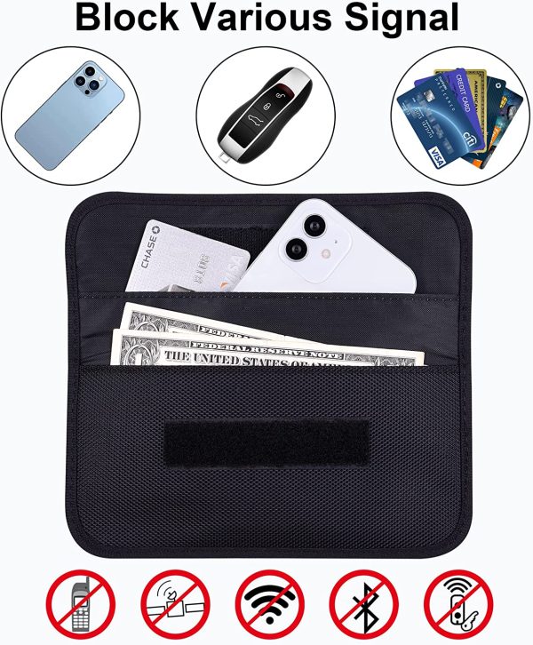 Faraday Bag, Wisdompro RFID Signal Blocking Bag Shielding Pouch Wallet Case for Cell Phone Privacy Protection and Car Key FOB (Black) - Image 6