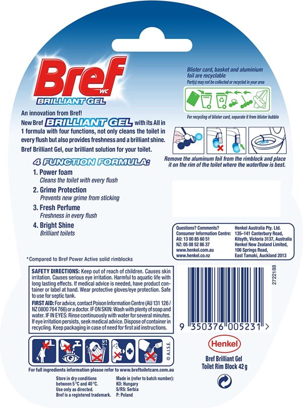 Bref Brilliant Gel Arctic Ocean, Rim block Toilet Cleaner 42g - Image 6