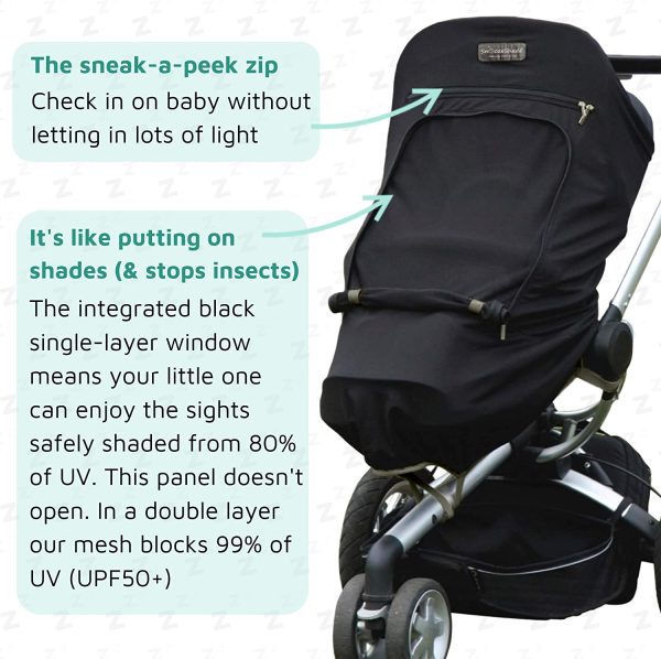 SnoozeShade Universal pram Sunshade (6m+) and Portable Blackout Blind | Helps Baby Sleep on-The-go | Blocks up to 99% UV (UPF50 Plus - Image 4