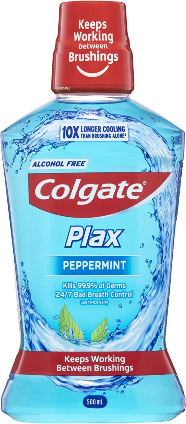 Colgate Plax Antibacterial Mouthwash 500mL, Peppermint, Alcohol Free, Bad Breath Control - Image 6