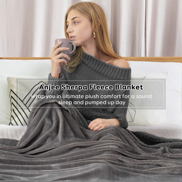 Sherpa Fleece Throw Blanket, Double-Sided Super Soft Reversible Bed and Couch Blanket, Warm and Lightweight Home Decoration Blanket, Grey for Single Size 130 x 150cm - Image 5