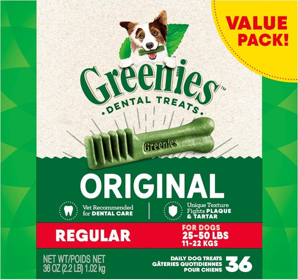 Greenies Original Regular Dental Dog Treat, 1kg (36 treats), Adult, Small/Medium/Large - Image 2