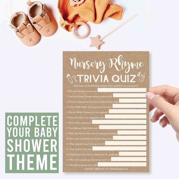 Rustic Baby Shower Games Gender Neutral - 2 Games Double Sided, 25 Baby Animal Matching Baby Shower, 25 Nursery Rhyme Baby Shower Game, Gender Reveal Games For Guests, Baby Shower Party Supplies - Image 3