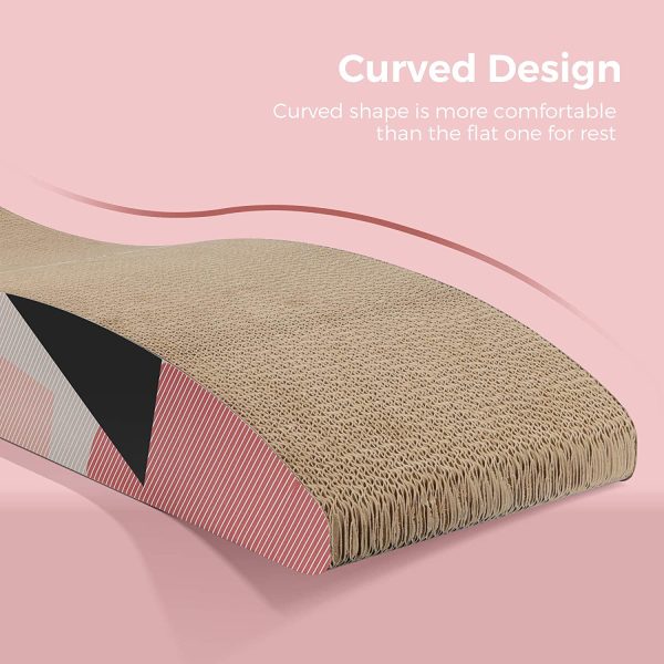 ComSaf Wave Curved Cat Scratching Pad, Foldable Cat Scratcher Cardboard, Corrugated Scratch Pad, Long Scratching Lounge Bed for Cat Kitten Kitty, Protecting Furniture, Reversible?? - Image 2