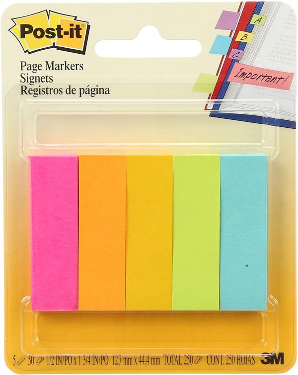 Post-it Page Markers Assorted Fluorescent Colours 12.7mm x 44.4mm 670-5AF - Image 3