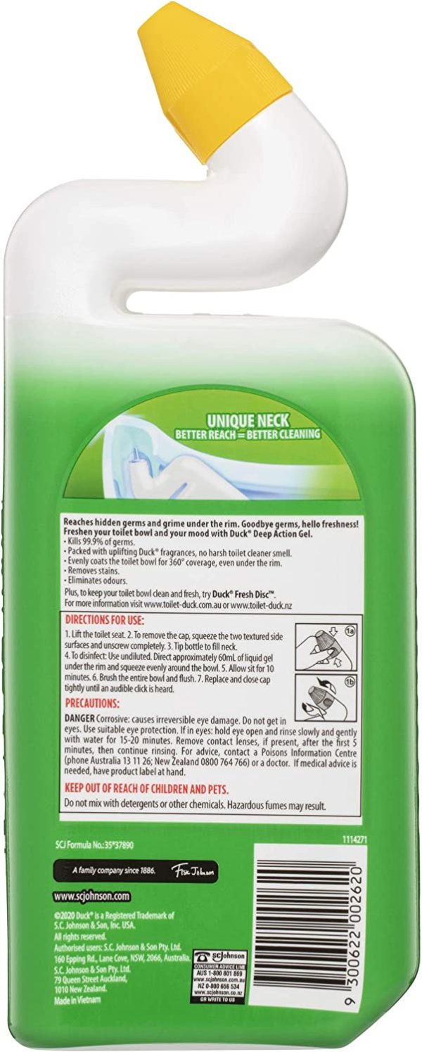 Duck Toilet Cleaner, Deep Action Gel, Removes Stains & Eliminates Odors, Pine Scent, 750 ml - Image 5