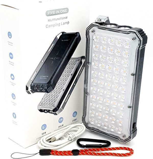 Ultra Bright Rechargeable LED Camping / Work / Flood Light IP66 Built-in Torch and Wireless Phone Charging