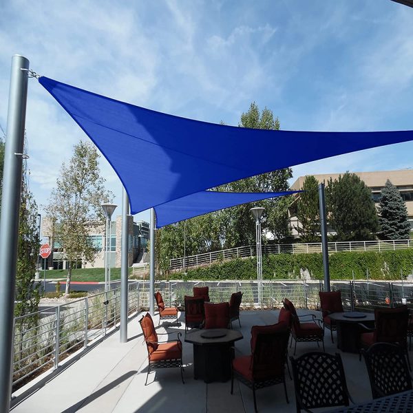 Triangle Sun Shade Sail, Permeable Shade Cloth 96% UV Protection Shade Cover Canopy Awning Shelter for Patio, Garden, Driveway, Balcony, Outdoor, Swimming Pool (Blue, 2x2x2m) - Image 2