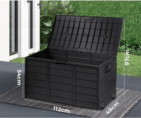 LI LIVSIP 290L Outdoor Storage Deck Box - Waterproof & Lockable Large Storage Container with Wheels Handle for Cushion Pillow Toys Garden Tools, Black - Image 4