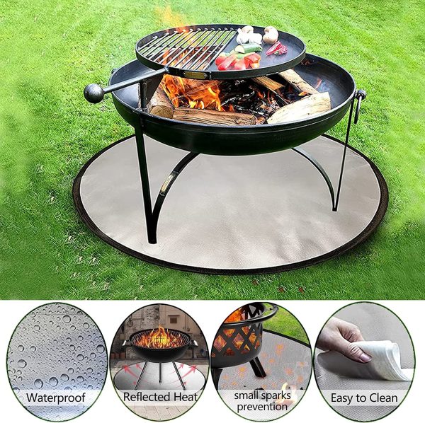 Fire Pit Mat Round 36'', Fireproof Pad Heat Deflector Floor Protective Mat 2 Layers Fire Resistant for Chiminea for Garden, Under Outdoor Grill, Outdoor Fire Pits, Garden, Patio, Bonfires - Image 7