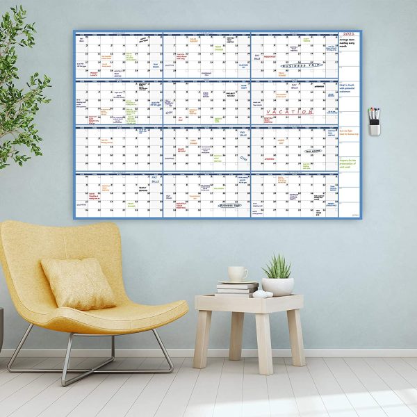 Large Dry Erase Wall Calendar - 58"x38" - Blank Undated Yearly Calendar - Whiteboard Premium Laminated Planner - Reusable Laminated Office Jumbo 12 Months Calendar - Image 5