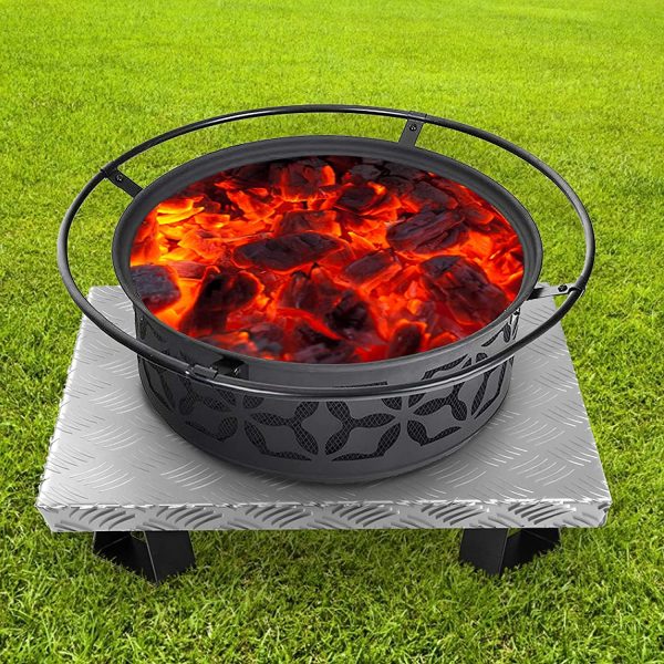 VEVOR Fire Pit Heat Shield, 26 x 26 Inch Deck Defender & Grass Guard, High Temp Carbon Steel Fire Pit Heat Deflector for Grass Lawn Guarding, Fire Pit Pad for Outdoors, Bonfires, Wood Burning, Square - Image 7