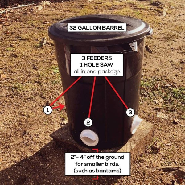 Poultry Pro Feeder DIY Port PVC Gravity Fed Chicken Feeder 3 Ports and Hole Saw | Use for Buckets, Barrels, Bins, Troughs | Rain Proof, Weather Resistant, No Waste Chicken Feeders - Image 7