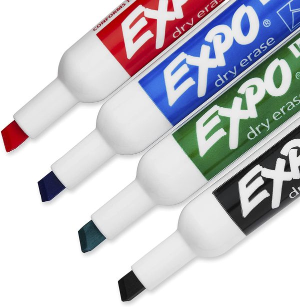 EXPO Dry Erase Marker Starter Set, Chisel Tip, Assorted, Whiteboard Eraser, Cleaning Spray, 6 Count - Image 2