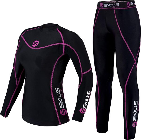 Skills Women Compression Base layer Top Skin Fit Shirt + Pants / Tights set - Image 3