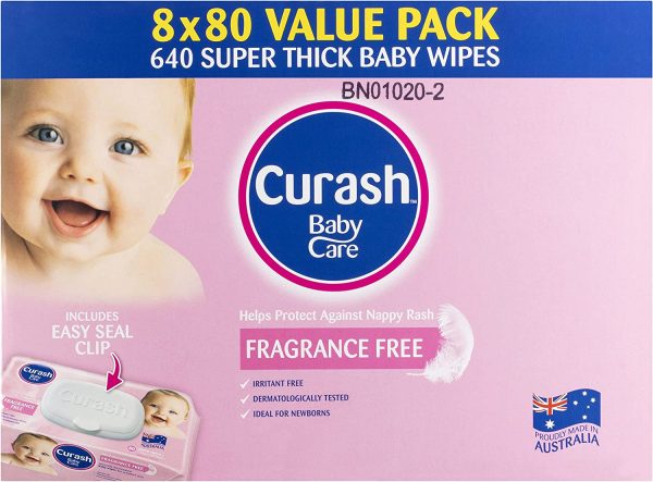 Curash Fragrance Free Baby Wipes 8X80PK - Image 3