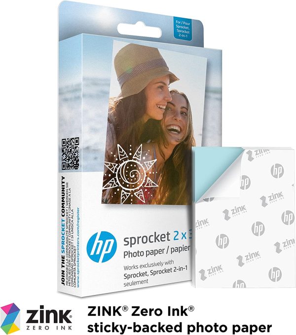 HP Sprocket 2x3" Premium Zink Sticky Back Photo Paper (20 Sheets) Compatible with HP Sprocket Photo Printers. - Image 3