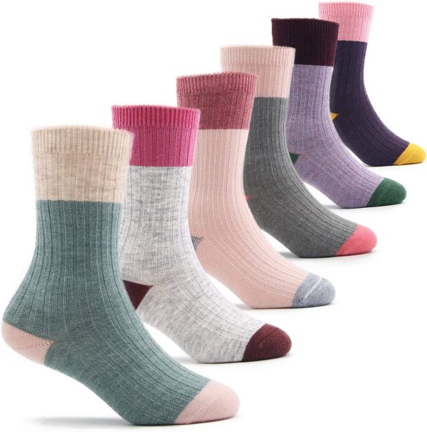 Girls Wool Socks Kids Crew Seamless Winter Warm Socks