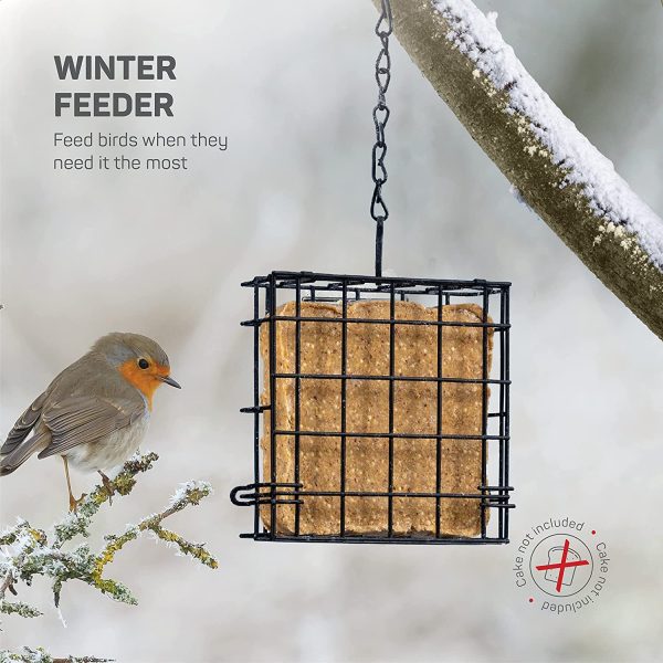 SEWANTA Suet Feeder for Wild Birds [Set of 2] One Suet Cake Capacity Each - Suet Bird Feeders for Outside Food, Bird Feeder Cage, Use with Suet Cakes, Seed Cakes, Bread, Fruits for Oriole Wild Birds - Image 5