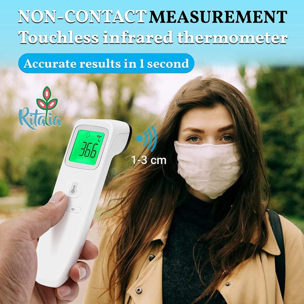 Ritalia? Digital Thermometer Non-Touch for Babies, Kids and Adults- TGA Approved - Infrared Sensors for Fast Clinically and Accurate Readings in 1s - 3 Color LCD Screen - Battery Included - Image 2