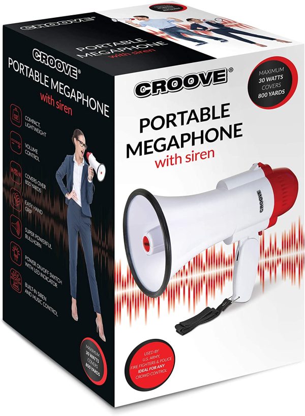 Portable 30 Watt Bullhorn/Megaphone with Siren & Cheering - 800 Yard Range - Powerful and Lightweight - Image 2