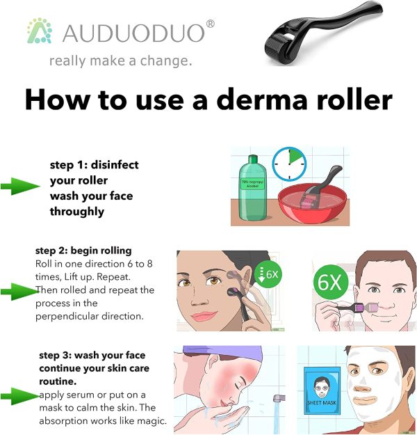 Derma Roller Kit For Hair and Beard Growth 540 Micro REAL SILVER Needles 0.3mm Anti Ageing Wrinkles Scar Stretch Marks Hair Loss Suitable for man & Women Factory Direct - Image 5